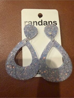 New! Randans Sparkly Lavender Teardrop Statement Earrings